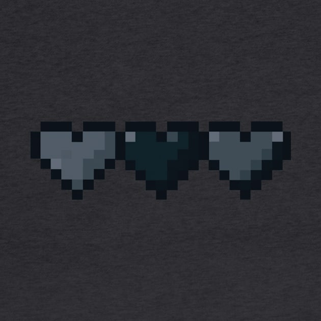 Black Hearts in a Row Pixel Art by christinegames